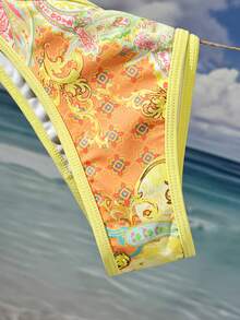 Swim Mod Bộ 2 món đồ bơi nữ mùa hè đi biển, bikini tam giác buộc dây cổ in họa tiết ngẫu nhiên dễ thương. - Nhiều màu - Xem 7