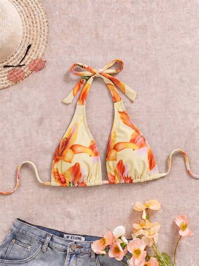 Elavelle Áo bikini kiểu yếm cổ buộc dây thanh lịch và ngọt ngào dành cho nữ cỡ lớn, dây đeo chéo phía sau có thể điều chỉnh, thích hợp cho kỳ nghỉ, bãi biển, tiệc bể bơi, lễ hội âm nhạc.