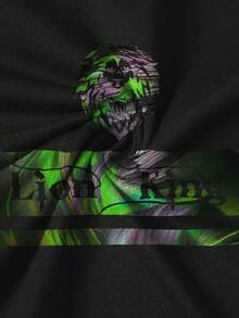 Fenqiro Ensemble t-shirt à col rond à manches courtes et short à taille élastique avec poches pour hommes, style vintage lion gothique - Multicolore - Voir 6