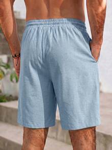 VIVINTIMO Quần short nam dáng rộng, chất liệu vải sần, có dây rút và túi. - Màu xanh bạc hà - Xem 2