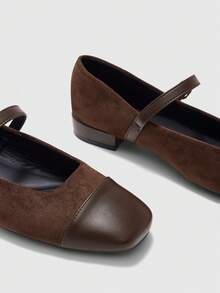 CUCCOO BIZCHIC Women's Daily Commute Casual Versatile Solid Color Splicing High Heels - Brown - View 6