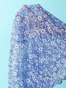 Swim SXY 3件套碎花金色珍珠装饰挂脖三角比基尼上衣、侧系带泳裤和裙子性感泳装套装，女士，春夏款 - 彩色 - 查看 3
