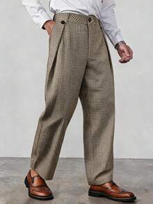 DAZY Quần dài nam màu kaki dáng rộng, xếp ly, thích hợp cho mùa xuân/hè. - Màu Khaki - Xem 4