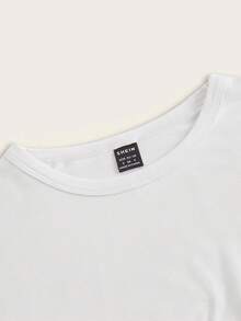 SHEIN Tall CURVE CURVE 新款大尺碼女款高個子休閒百搭短袖T恤，夏季返校高腰上衣，畢業季適用 - 彩色 - 查看 9