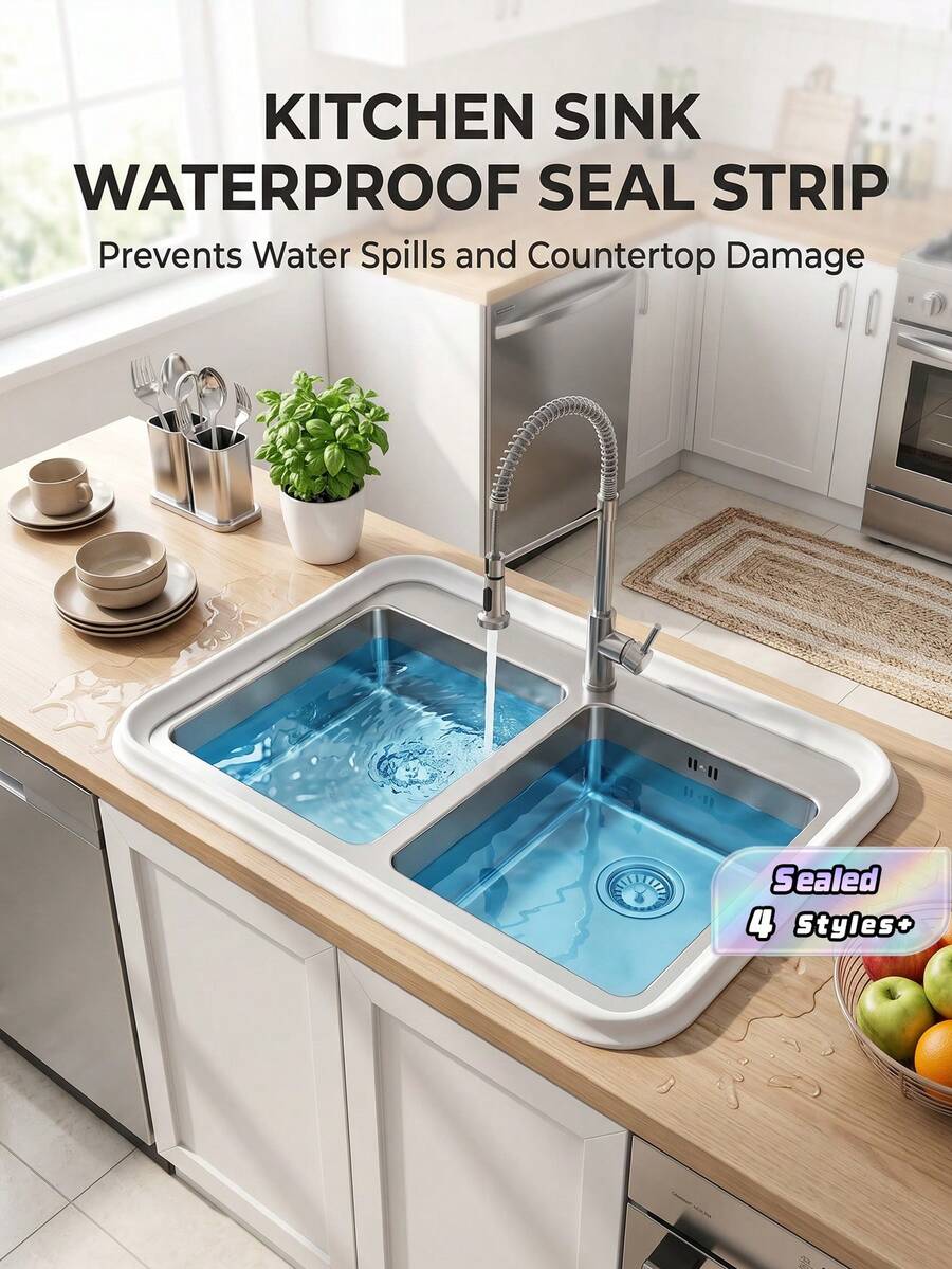 Collapsible Shower Threshold Water Dam Self Adhesive Shower Edge Water Barrier Stopper, Shower Water Blocker Retention System, Dry And Wet Separation For Bathroom Kitchen Countertop Sink Home Bathroom Decor Summer - 2*3 - View 1
