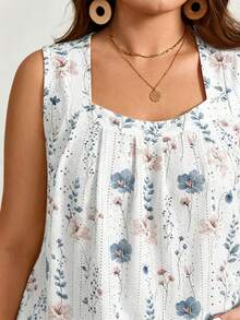 EMERY ROSE Floral Print Plus Size Camisole And Tank Top, Suitable For Summer - Multicolor - View 5