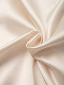 GlowEve CURVE Plus Size Women Satin Lace Patchwork Ruched Button Down Shirt Wedding Dinner Evening Black Summer Elegant - Apricot - View 4