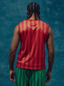 Musero Striped Sleeveless Tank Top Branded Patch Graphic Print Low Crew Neck Vest Spring Summer Essentials Holiday - Red - View 2