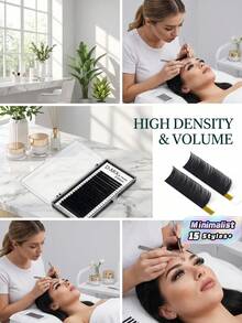 False Eyelashes, 20 Rows Eyelash Extension C Cc D Curl Russian Volume Lashes 0.05 0.07 0.10 0.15 0.20 Thickness Fake Eyelashes Cluster Lash Lash Clusters, Eyelash Clusters, Individual Eyelashes, Lashes, Fake Lashes - Black - View 2