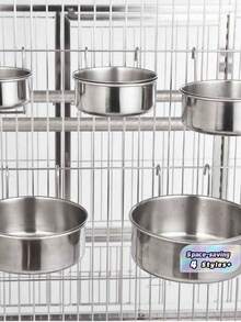 Stainless Steel Cat/Dog Feeders & Waterers, Detachable Hanging Cage Bowls For Teddy Dogs & Small Pets - silver - View 1