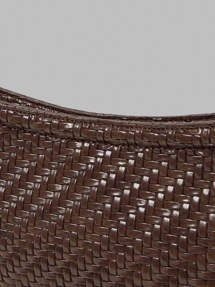 Women's Fashionable Brown Woven PU Shoulder Bag, Exquisite Vacation Simple Commuting, Suitable For Women, Mothers, Vacations, Shopping, Daily Light Matching