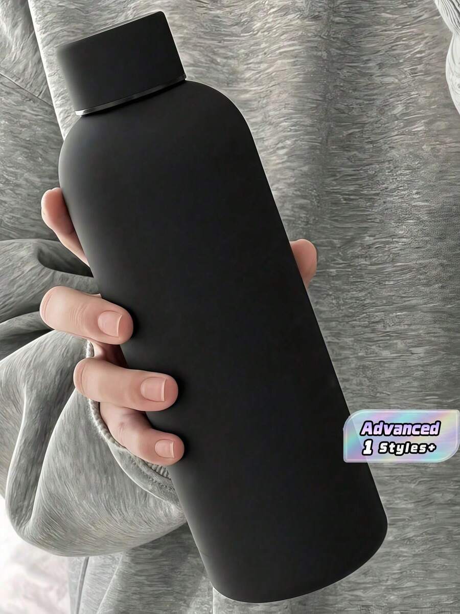1 件 500 毫升不锈钢真空保温水瓶,防烫哑光机身,户外运动杯,时尚汽车旅行礼物 - 黑色 - 查看 1