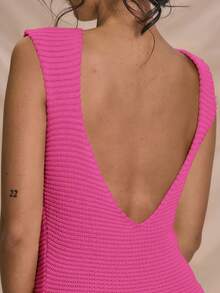 MUSERA Đầm maxi không tay, chất liệu gân, viền tua rua, thích hợp cho kỳ nghỉ hè, du lịch biển Ibiza, hẹn hò mùa đông, phong cách Nashville, lễ hội mùa xuân, kỳ nghỉ - Màu Hồng Tươi - Xem 5