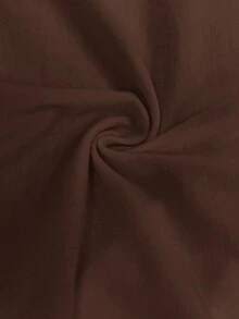 SHEIN Essnce 大码女装春夏时尚休闲弹力舒适日常基础款修身V领白色短袖上衣，夏季穿搭，外出上衣 - 棕色 - 查看 7