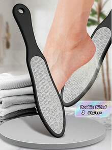 ANDVICTORY 1 chiếc Dụng cụ làm móng chân hai mặt chuyên nghiệp, dũa gót chân, loại bỏ chai sạn, chà sạch da chết, sử dụng được cho cả chân ướt và khô. - màu đen - Xem 1