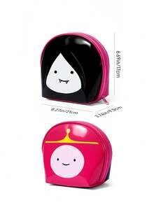 ADVENTURE TIME X SHEIN 1個卡通角色印花貝殼形化妝包，雙面圖案，適合存放化妝品、文具、日常用品、數位產品，完美適用於通勤、上學、旅行，適合男士、女士、學生，泡泡糖公主、吸血鬼女王馬賽琳 - 黑紅雙色 - 查看 7