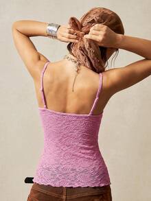 Bohemela Boho einfarbiges Paisley-Jacquard-Strick-Camisole, figurbetonter Sommerferienstil für Frauen - Pink - Übersicht 7