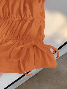 Comfortcana Top de tirantes con lazo y volantes en el bajo para mujer - Naranja - Ver 4