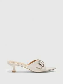 CUCCOO BIZCHIC Giày sandal cao gót thời trang nữ, kiểu dáng nhẹ nhàng với khóa cài bằng da bóng, phù hợp cho cả bốn mùa, đi làm hàng ngày, lễ hội, dã ngoại, công sở. - Màu be - Xem 2
