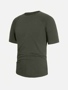 DAZY Men's Raglan Sleeve Plain T Shirt For Summer Easter - Green - View 5