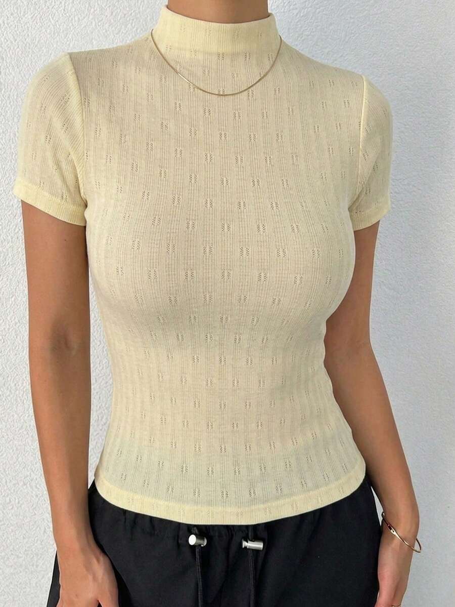 DAZY Women Casual Turtleneck Slim Fit Base Layer Top - Yellow - View 1