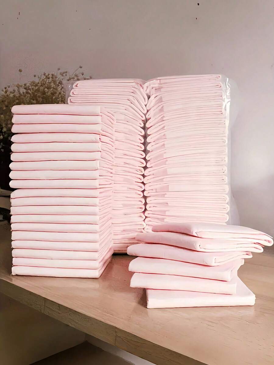100/50/40/20 Pieces Thickened Super Absorbent Disposable Dog Pee Pads, Deodorizing Pet Urine Pads, Cat And Dog Diapers & Pet Training Pads, Excellent Water Absorption, No Peculiar Smell, Leak-Proof And Quick-Drying Design, Leak-Proof Breathable Protective Pads, Cleaning Products For Cats And Dogs - Pink - View 1