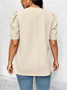 Elenzga Áo blazer mỏng nhẹ, phong cách tối giản thường ngày dành cho nữ tuổi teen - Màu Khaki - Xem 2