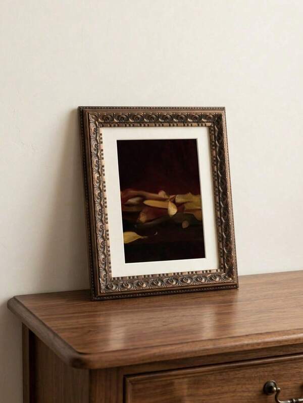Cirelle 1pc Vintage Bronze Ornate Picture Frame, Baroque Antique Photo Frame For Wall & Tabletop