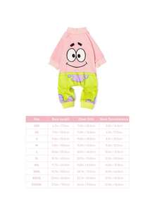 SpongeBob SquarePants | SHEIN 1 件可爱卡通印花宠物连体衣，家居服，睡衣，猫咪衣服，狗狗衣服，尺码 XXS-XXXXL，特小号，特大号，P Atrick Star，活泼可爱 - 粉色 - 查看 6