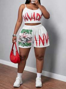 Slaydiva Quần tập yoga cạp cao dành cho nữ, họa tiết graffiti báo chí, quần legging nén tập luyện, phong cách đường phố thường ngày. - trắng - Xem 7