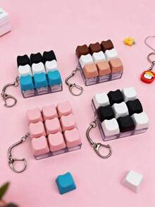 POKOJA LAND Cat-Shaped Keychain Fidget Toy, Mechanical Keyboard Switch Tester, Key Ring, Desktop Decoration, Mobile Phone Pendant, Creative Novelty Anti-Anxiety Popular Fidget Toy. - Multicolor - View 1
