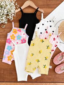 Bộ áo liền quần họa tiết hoạt hình thường ngày cho bé gái, thích hợp cho mùa xuân và mùa hè. - Nhiều màu - Xem 8
