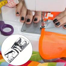 1pc Multi-Function Sewing Machine Presser Foot, Household 6mm Presser Foot Hemmer Foot Set - Easily Sew Perfect Hemming | Sewing Gift For Women, Suitable For Beginners | Universal Low Shank Quick-Release For Singer - silver - View 3