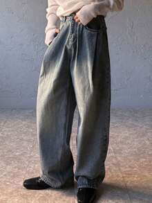 DAZY Jeans holgados de hombre con lavado desgastado - Azul - Ver 2