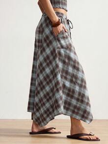 Bohemela Women's Casual Woven Plaid Loose Wide-Leg Pants - Multicolor - View 9