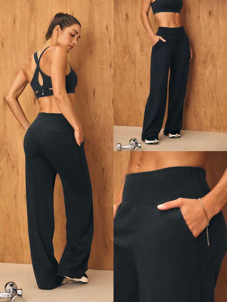 FeatherFit™ Confident Moves Buttery-Soft Sweat-Wicking Booty-Sculpting M-Shaped Hip Seam High Waist Work Pants Low Impact Gym Studio Work Casual Wear