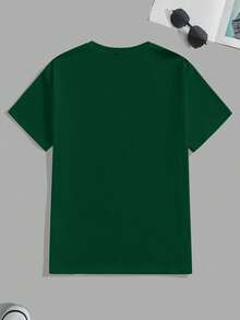 Women's Casual Printed T-Shirt, Short Sleeve And Round Neck, Local Urban Fashion Spring/Summer. Women's Blouses, Women's T-Shirts. 180g (S-XXXL) - 綠色 - 查看 4