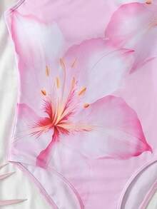 Travachic KIDS Travachic Tween Girl Tween Girls 3D Floral One-Piece Swimsuit, Floral Graphics,Summer Vocation,Beach - Pink - View 3