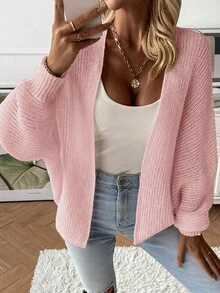 EMERY ROSE Women's Fashionable Versatile Sweet Sheer Knit Cardigan, Suitable For Daily Commute - Pink - View 5