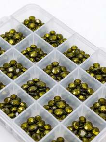 2000颗3-6毫米银色平底深橄榄色树脂水钻，圆形果冻宝石，用于制作鞋子、衣服、包包、化妆品配件和装饰品。 - 深橄欖 - 查看 5