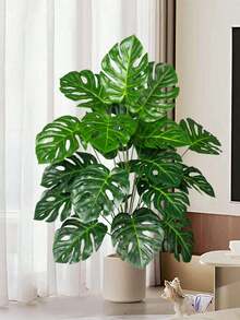 70-100cm Large Artificial Monstera Tree Fake Palm Plants Plastic Turtle Leafs Tropical Artificial Landscape Plants For Home Garden Office Party Wedding Decor, Valentine Day, Gift Gifts Birthday Graduation - Dark Green - View 2