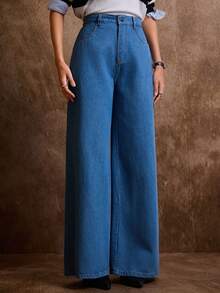 Daynim Women's Street Fashion Loose Fit Pocket Jeans - Light Wash - View 4