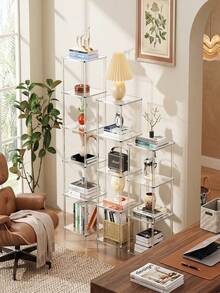 4/5/6 Layer Acrylic Transparent Bookshelf, Vertical Independent Corner Shelf, Suitable For Living Room, Bedroom, Bathroom, Small Space - Multicolor - View 2