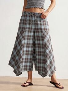Bohemela Women's Casual Woven Plaid Loose Wide-Leg Pants - Multicolor - View 4