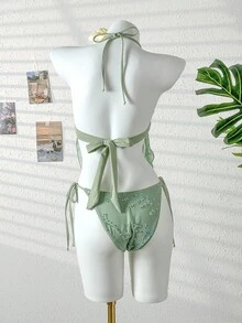 Swim SXY Bộ 2 món bikini hai mảnh đính kim loại dành cho nữ, kiểu dáng gợi cảm, thích hợp cho kỳ nghỉ hè trên bãi biển. - màu xanh lá - Xem 5