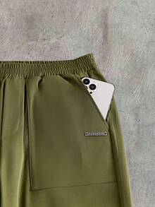 AXEPEAK Men's Fashion Short Sleeve Shirt & Flare Leg Pants Set - Army Green - View 11