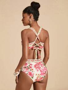 Travachic Bộ đồ bơi tankini đa năng in hoa dành cho nữ, thích hợp cho kỳ nghỉ. - Nhiều màu - Xem 2