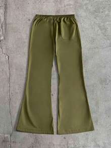 AXEPEAK Men's Fashion Short Sleeve Shirt & Flare Leg Pants Set - Army Green - View 13