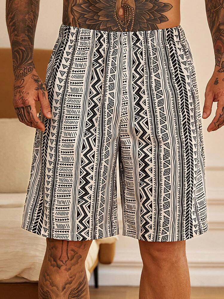 Floral Print Elastic Waist Men's Loungewear Bottoms