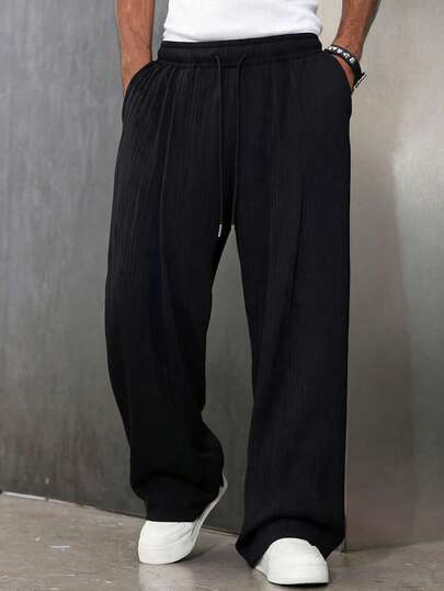DAZY Long Elastic Waist Solid Black Pants
